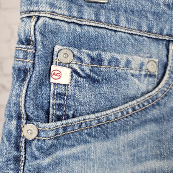 AG Adriano Goldshmied Blue The Bonnie Relaxed Denim Jean Cut Off Shorts Size 32 - Picture 10 of 11